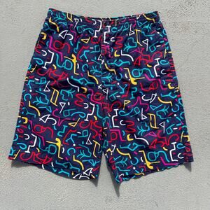 Vintage Gap Bold Neon Abstract Graffiti Squiggle Lounge Shorts MEDIUM